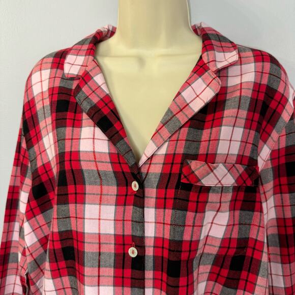 VICTORIA'S SECRET Cotton Red Plaid flannel Pajama Pants Set Long Sleeve M New - Picture 7 of 10